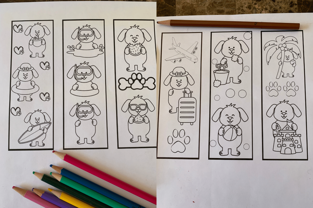 Free Printable Coloring Bookmarks for Dog Lovers to enjoy coloring