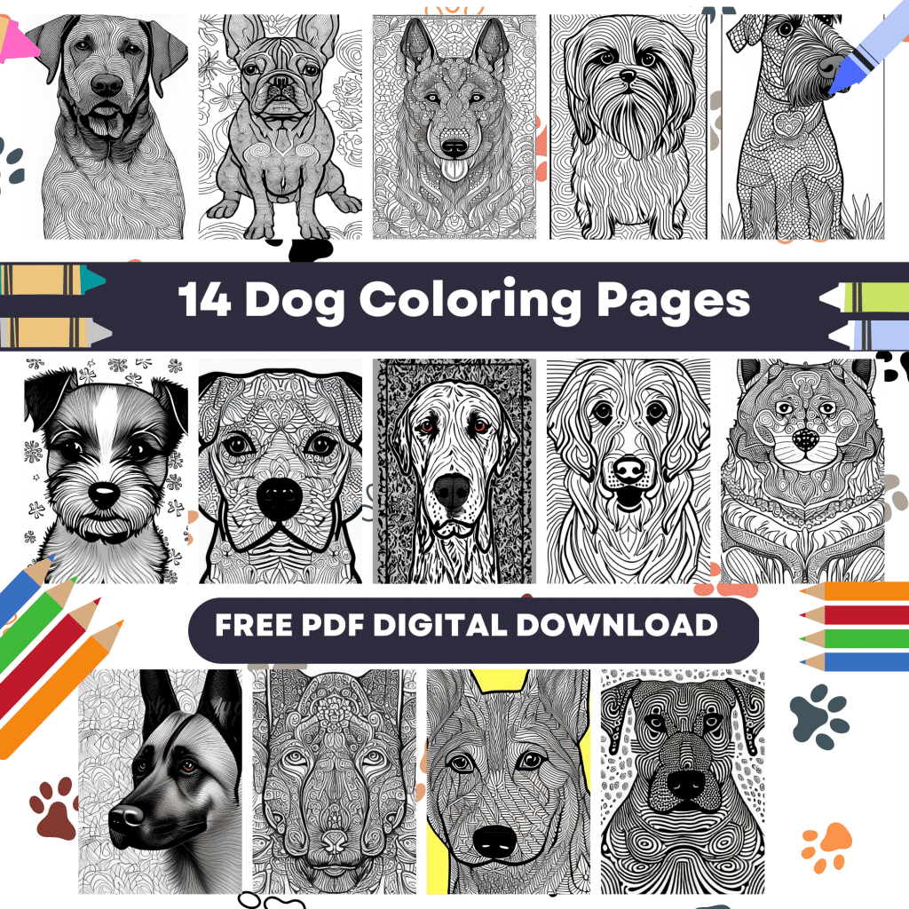dog coloring pages mockup