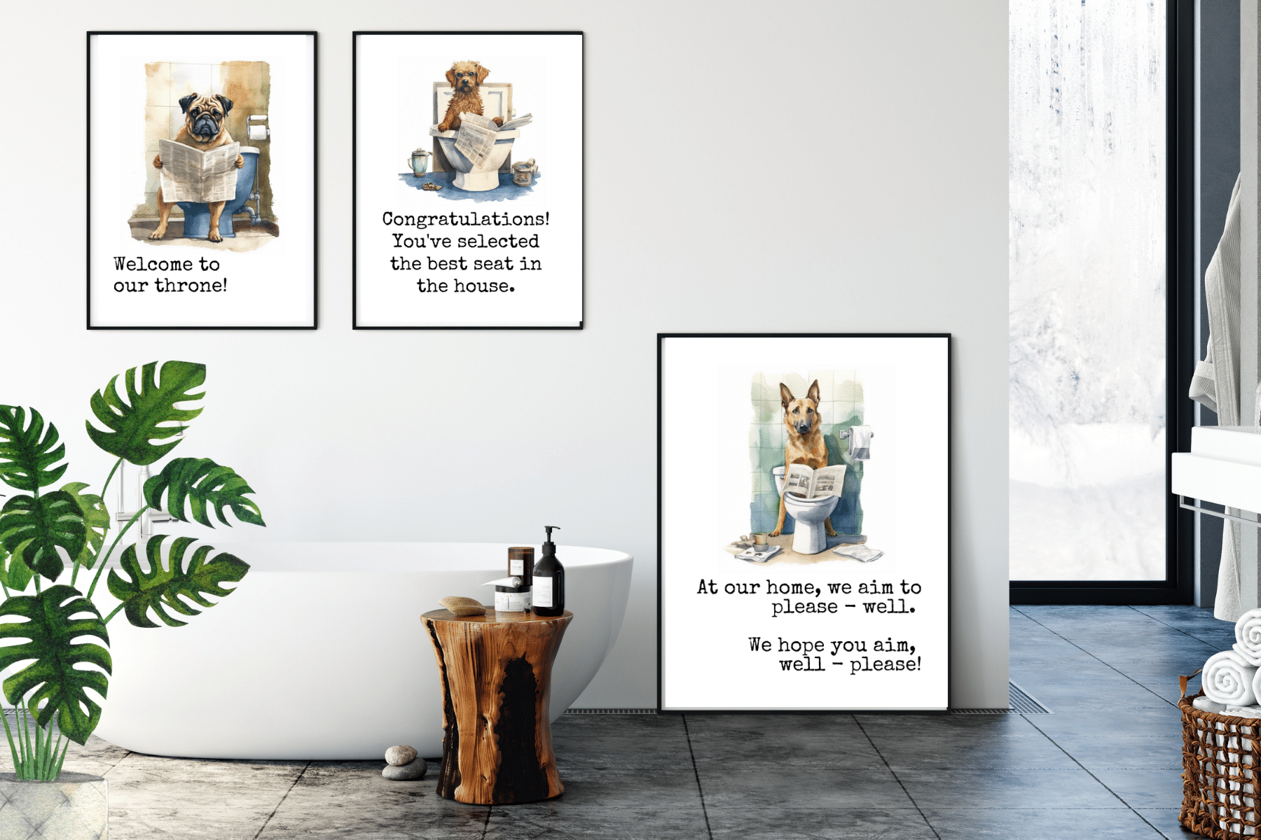 free printable bathroom wall art for dog lovers