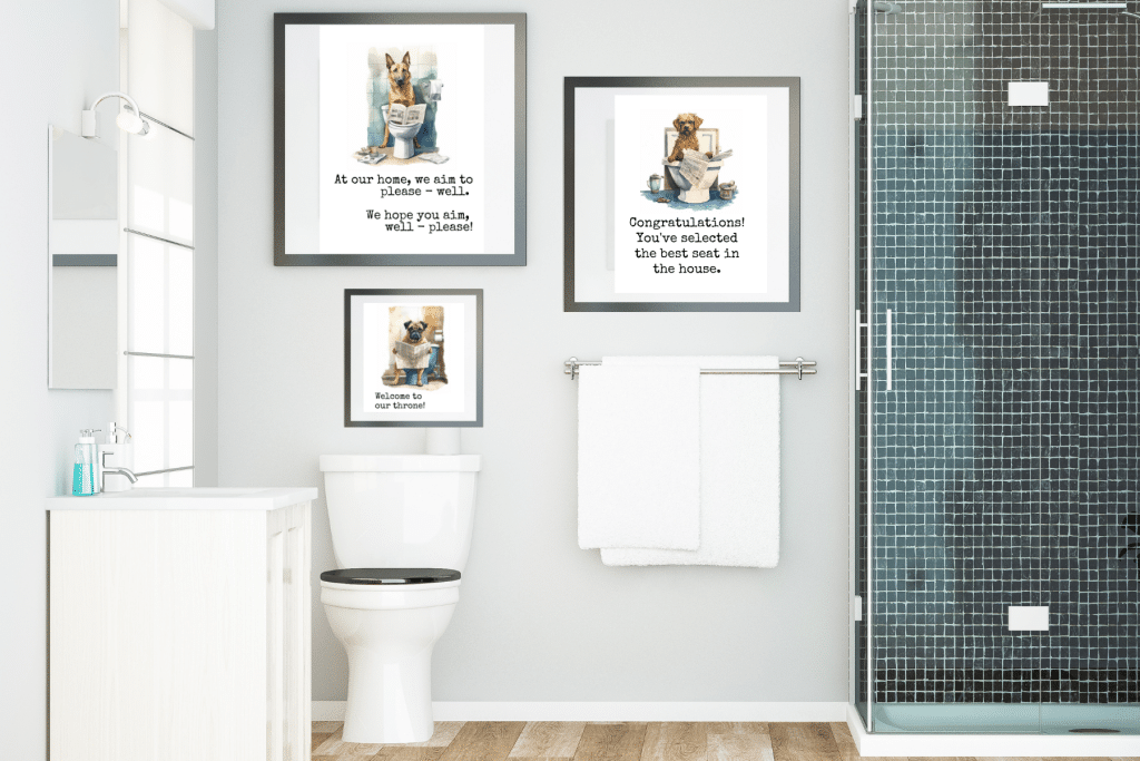 Set of 3 Funny Bathroom Quotes Animals Wall Art, Digital Downloads, Sloth Watercolor Art,  Dog Printable Wall Art, Cat Prints, Bathroom Art