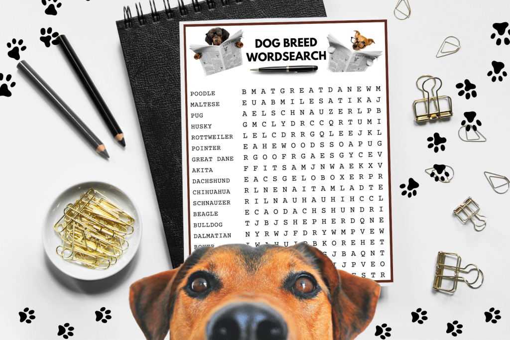 free printable dog word search