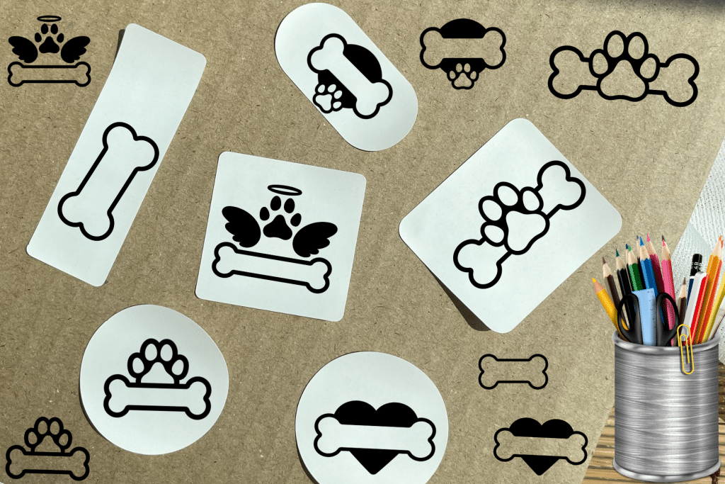 printable dog bone with stickers