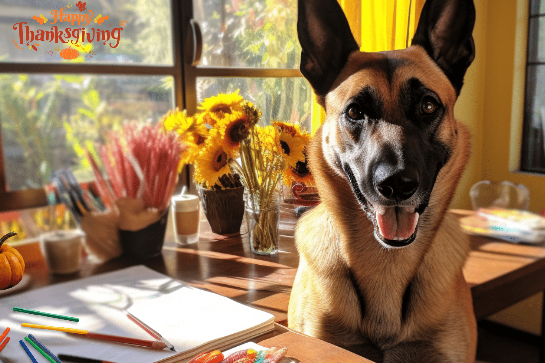 thanksgiving puppy coloring pages with Belgian Malinois