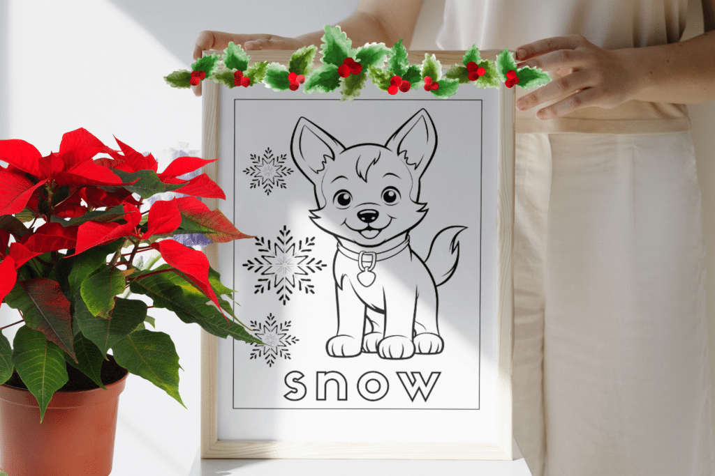 Great Christmas puppy coloring pages