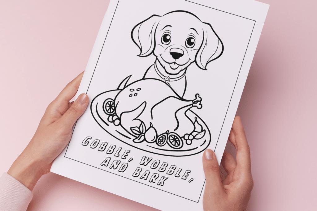 Thanksgiving Dog Puns Coloring Page