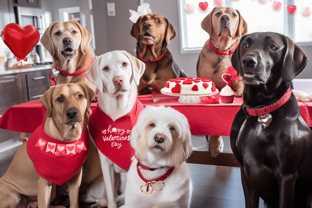 Dog Valentine’s Day outfits with cute bandanas