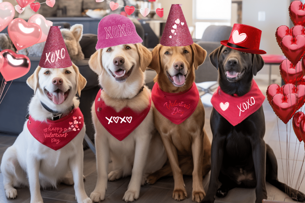 Dog Valentine’s Day outfits with hats