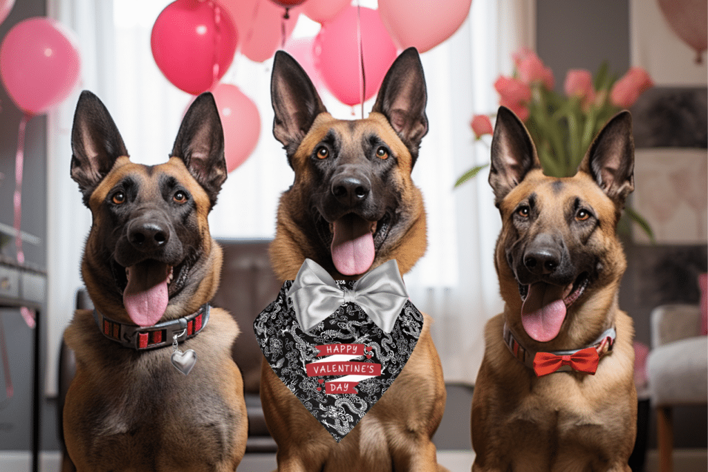 Dog Valentine’s Day outfits with holiday bandana