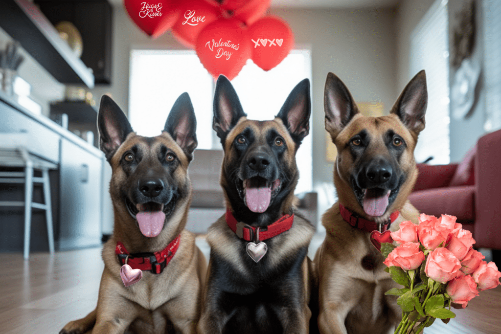 Dog Valentine’s Day outfits with metal id tags