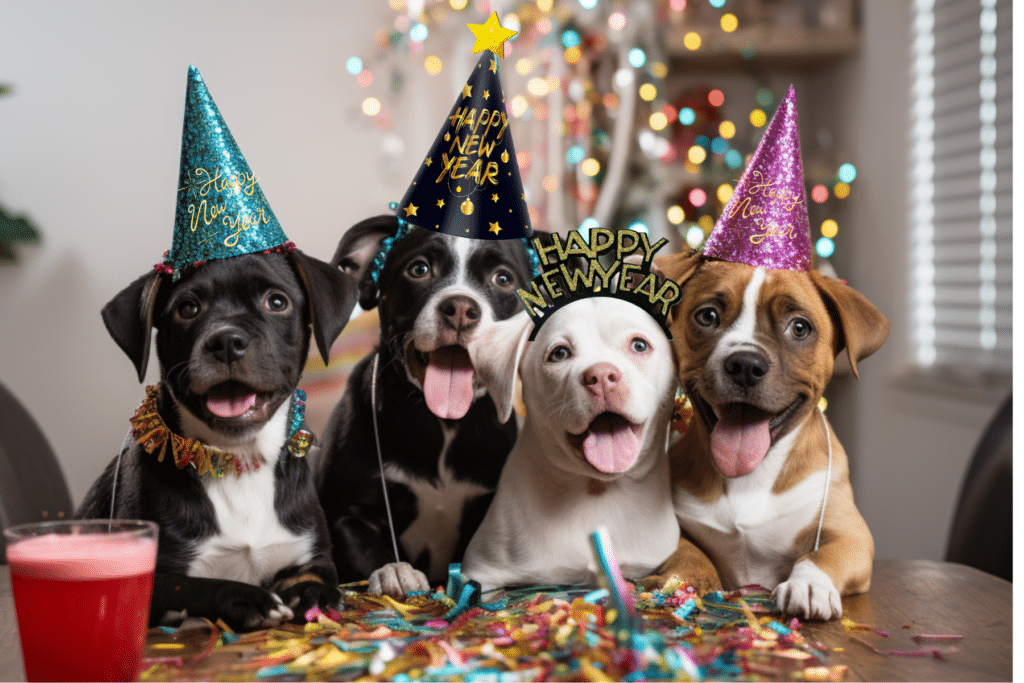 New Year’s Eve Dog Outfits with friends