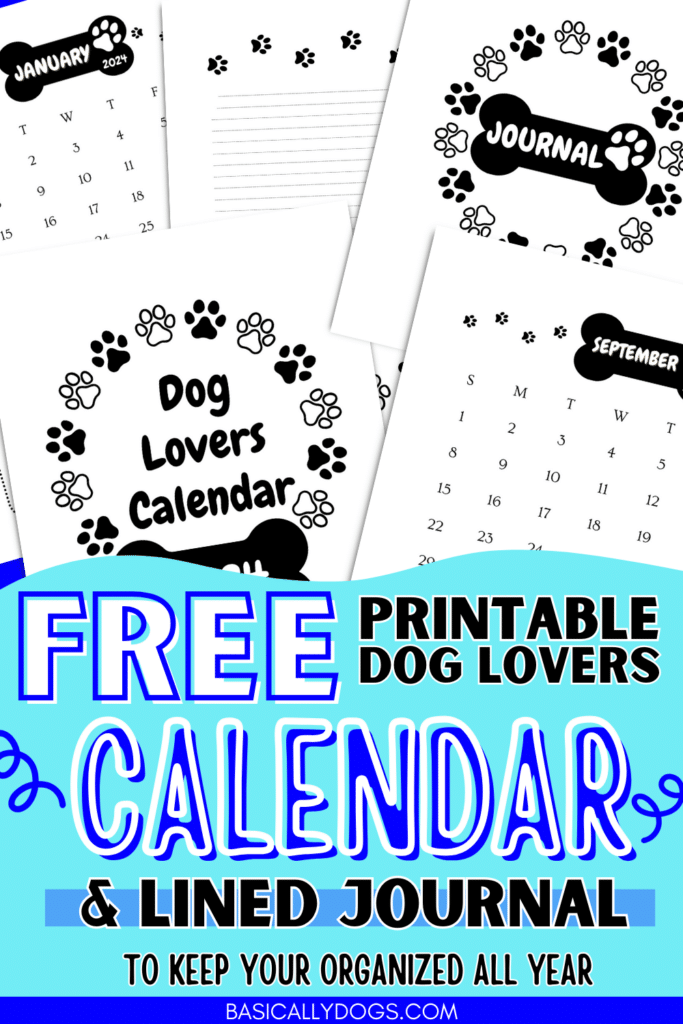 Free 2024 Printable Dog Lovers Calendar and Journal pin 