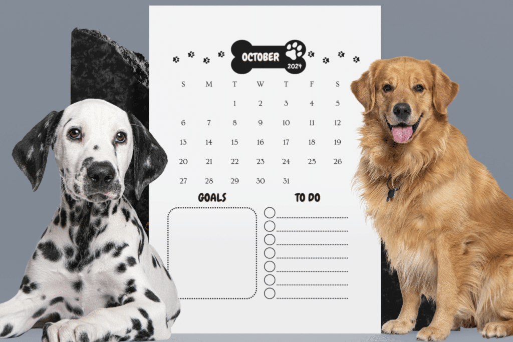 free printable dog lovers calendar for planner