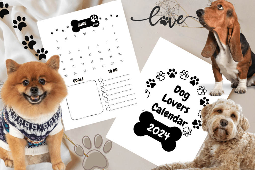 free printable dog lovers calendar pages