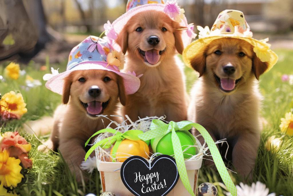 Easter Egg Hunt for Dogs With a Bonnet