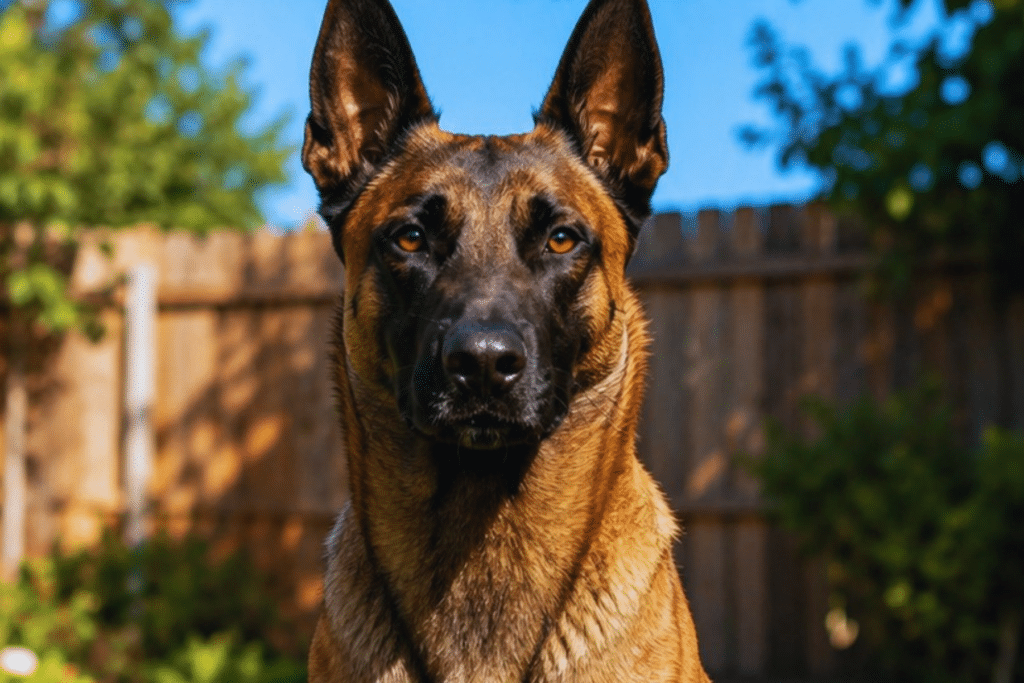strong, tough dog in the backyard